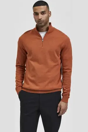 SELECTED Orange Half Zip Cardigan