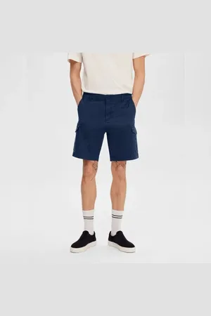 SELECTED Dark Blue Mid Rise Cargo Shorts