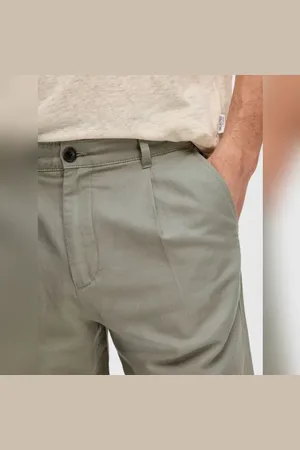SELECTED Green Mid Rise Slim Linen Pants