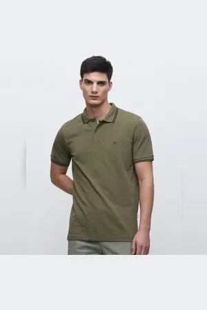 SELECTED Green Contrast Tipping Polo T-shirt