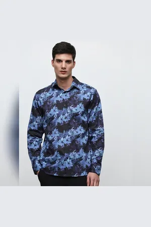 SELECTED Blue Floral Print Cotton Shirt