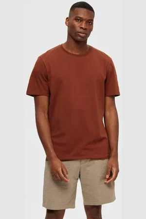 SELECTED Rust Brown Crew Neck T-shirt