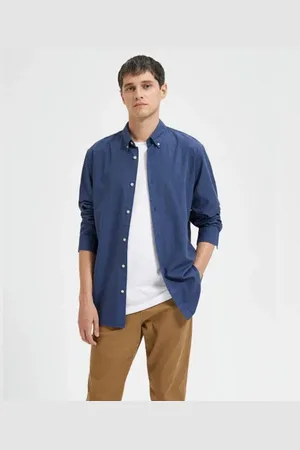 SELECTED Blue Organic Cotton Full Sleeves Shirt