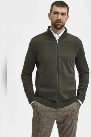SELECTED Green Turtleneck Zip Up Cardigan