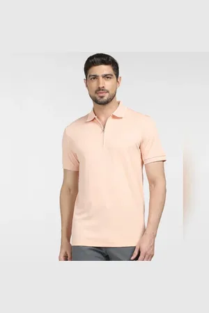SELECTED Pink Zip Collared Polo T-shirt