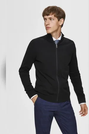 SELECTED Black Turtleneck Zip Up Cardigan