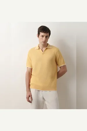 SELECTED Sand Yellow Knitted Polo T-shirt