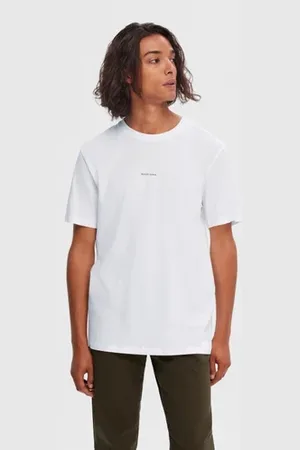 SELECTED White Logo Print Crew Neck T-shirt