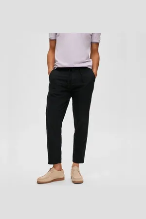 SELECTED Black Mid Rise Linen Pants