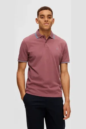 SELECTED Dull Pink Organic Cotton Polo T-shirt