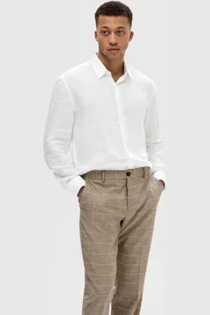 SELECTED White Linen Full Sleeves Shirt