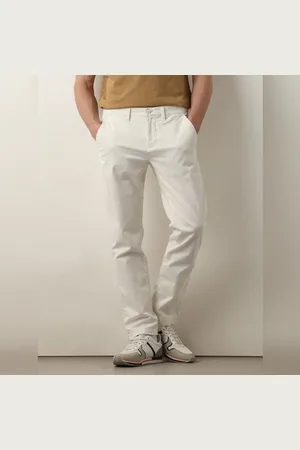 SELECTED White Mid Rise Slim Fit Chinos