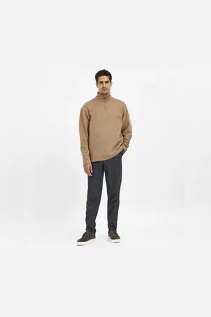SELECTED Dark Grey Mid Rise Check Slim Trousers