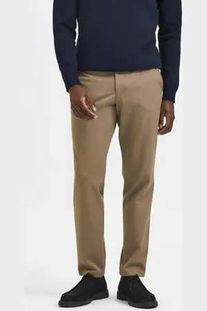 SELECTED Dark Beige Mid Rise Slim Fit Pants