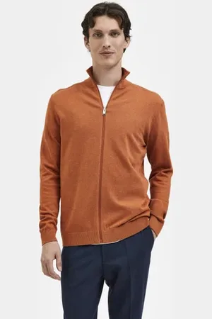 SELECTED Orange Turtleneck Zip Up Cardigan