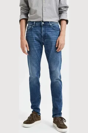 SELECTED BLUE MID RISE LEON ORGANIC COTTON JEANS