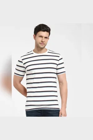 SELECTED White Striped Crew Neck T-shirt