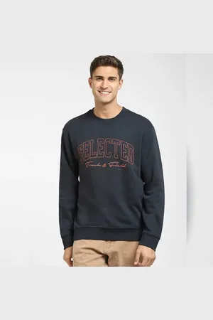 SELECTED Navy Blue Logo Print Sweatshirt
