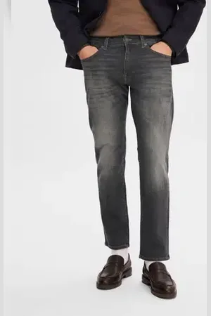 SELECTED Grey Mid Rise Scott Straight Fit Jeans