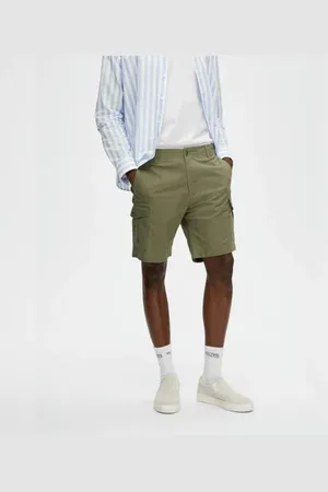 SELECTED Green Mid Rise Cargo Shorts