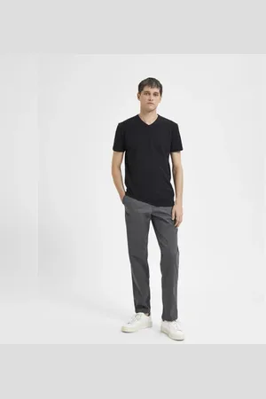 SELECTED Black Organic Cotton V-Neck T-shirt