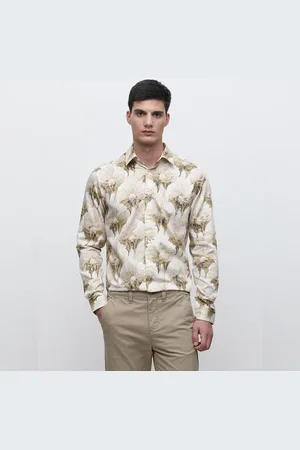 SELECTED Beige Floral Print Cotton Shirt