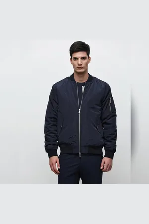 SELECTED Dark Blue Zip-Up Bomber Jacket