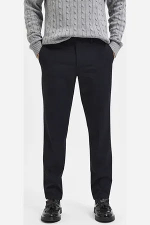 SELECTED Navy Blue Mid Rise Slim Fit Pants