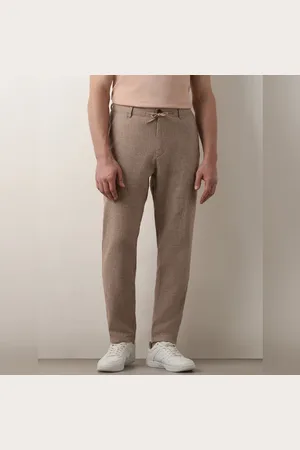 SELECTED Beige Mid Rise Linen Slim Fit Pants
