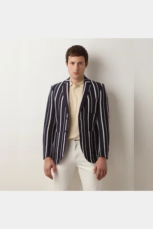 SELECTED Navy Blue Striped Casual Blazer