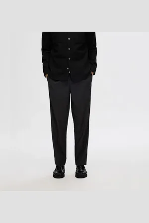 SELECTED Black Viscose Blend Pleated Trousers