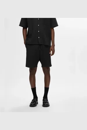SELECTED Black Waffle Textured Co-ord Set Shorts