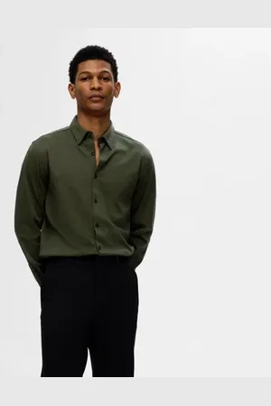 SELECTED Dark Green Jersey Slim Fit Shirt