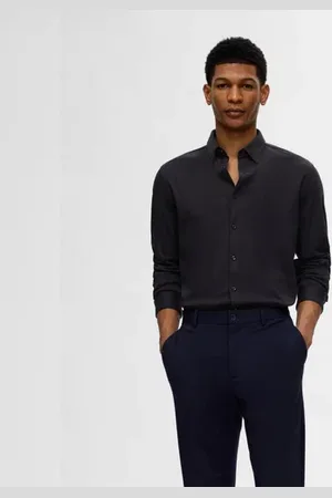 SELECTED Black Jersey Slim Fit Shirt