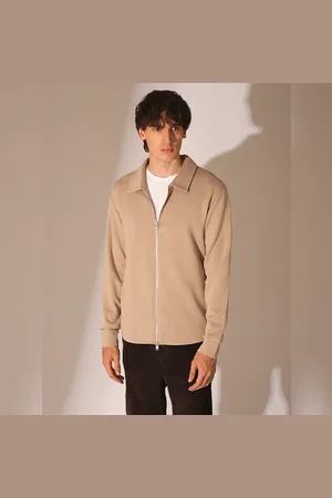 SELECTED Beige Viscose-Lenzing Ecovero ZIPPED CARDIGAN