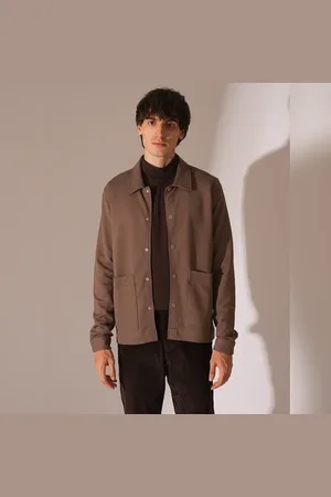 SELECTED Brown Twill Jersey Overshirt