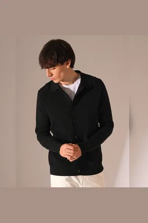 SELECTED Black Full Sleeves Polo Cardigan