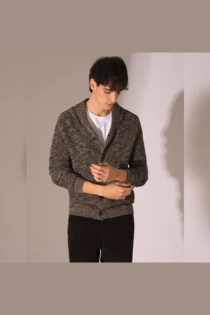 SELECTED Brown Shawl Neck Knitted Cardigan
