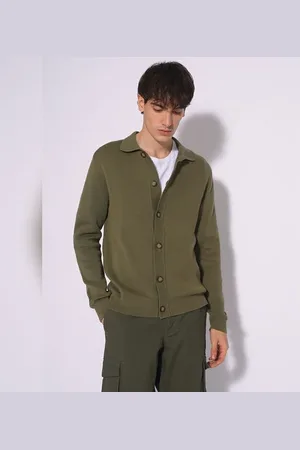 SELECTED Green Full Sleeves Polo Cardigan