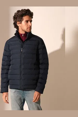 SELECTED BLUE HIGH NECK QUILTED JACKET