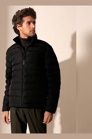 SELECTED BLUE HIGH NECK QUILTED JACKET