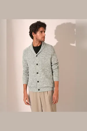 SELECTED Grey Shawl Neck Knitted Cardigan