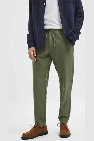 SELECTED Green Mid Rise Organic Cotton Pants