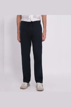 SELECTED Dark Blue Linen Straight Fit Pants