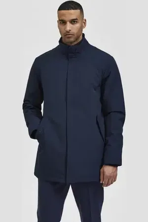 SELECTED Navy Blue High Neck Coat
