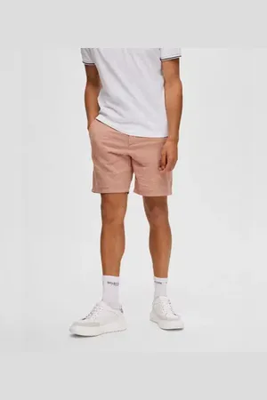 SELECTED Red Mid Rise Linen Shorts