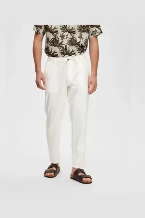 SELECTED White Mid Rise Linen Pants