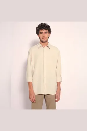 SELECTED Ecru Textured Cotton Shirt