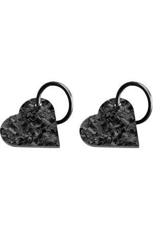 Simply Carbon Fiber Forged Carbon Fiber Heart Shaped Keychain (2 Pack)