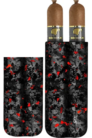 Simply Carbon Fiber 2 Tube Red Flake Real Forged Carbon Fiber Cigar Case